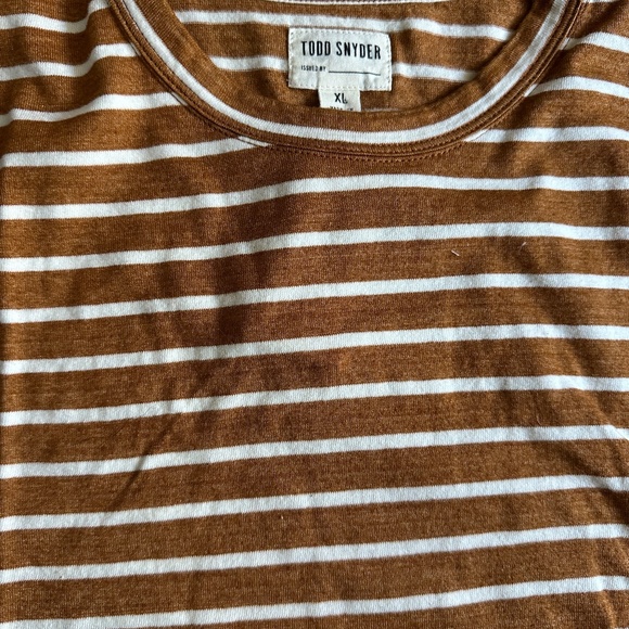 Todd Snyder Nautical Stripe L/S Shirt Dark Marigold NWT - Picture 3 of 3